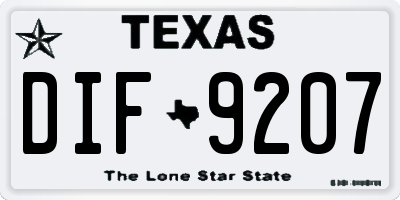 TX license plate DIF9207