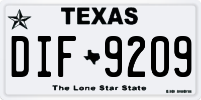 TX license plate DIF9209