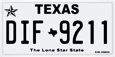 TX license plate DIF9211