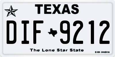 TX license plate DIF9212