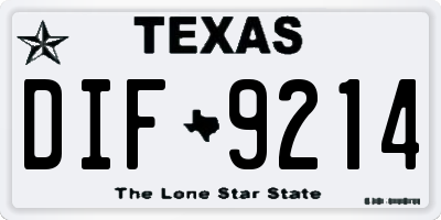 TX license plate DIF9214