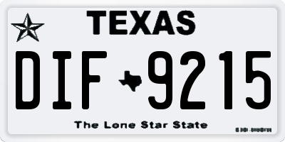 TX license plate DIF9215