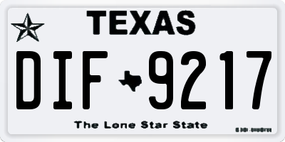TX license plate DIF9217