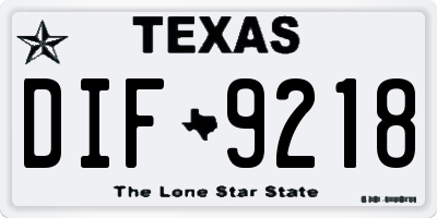 TX license plate DIF9218