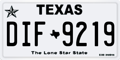 TX license plate DIF9219
