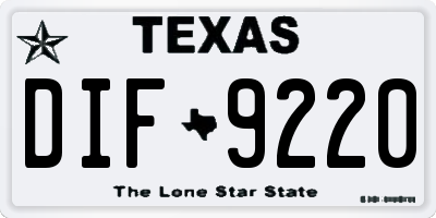 TX license plate DIF9220