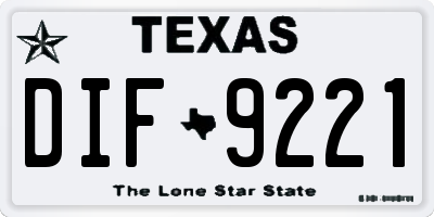 TX license plate DIF9221