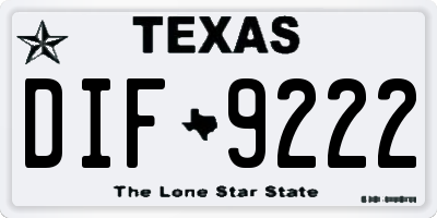 TX license plate DIF9222