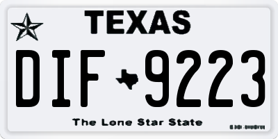 TX license plate DIF9223