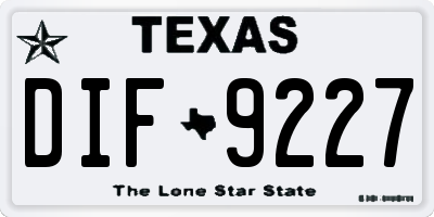 TX license plate DIF9227