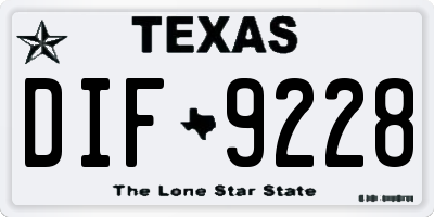 TX license plate DIF9228