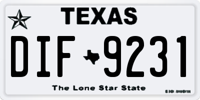TX license plate DIF9231