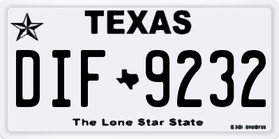 TX license plate DIF9232