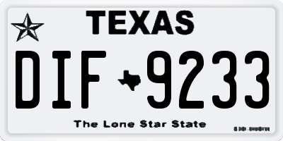 TX license plate DIF9233
