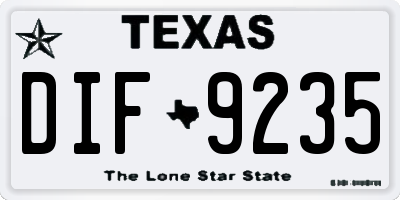 TX license plate DIF9235