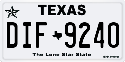 TX license plate DIF9240