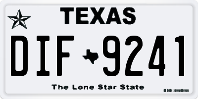 TX license plate DIF9241