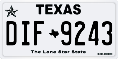 TX license plate DIF9243