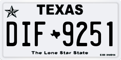 TX license plate DIF9251