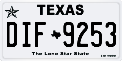 TX license plate DIF9253