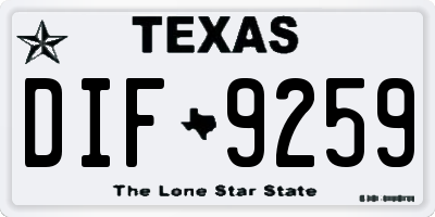 TX license plate DIF9259