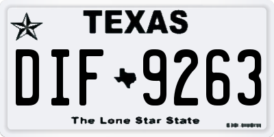 TX license plate DIF9263