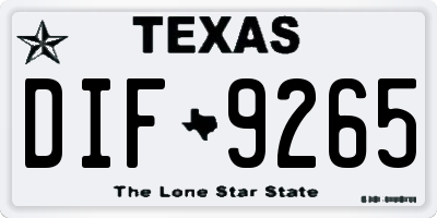 TX license plate DIF9265