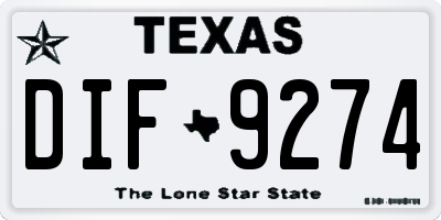TX license plate DIF9274