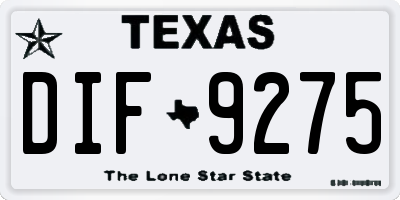 TX license plate DIF9275