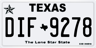 TX license plate DIF9278