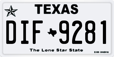 TX license plate DIF9281