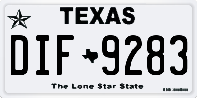 TX license plate DIF9283
