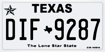 TX license plate DIF9287