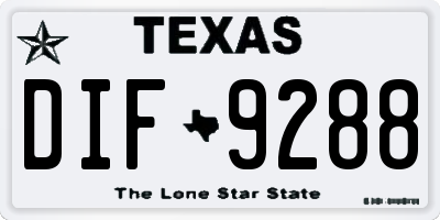 TX license plate DIF9288