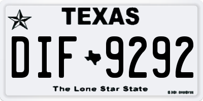 TX license plate DIF9292