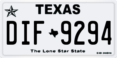 TX license plate DIF9294