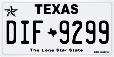 TX license plate DIF9299