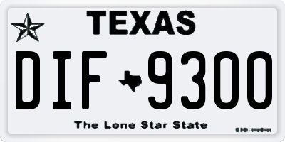 TX license plate DIF9300
