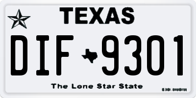 TX license plate DIF9301