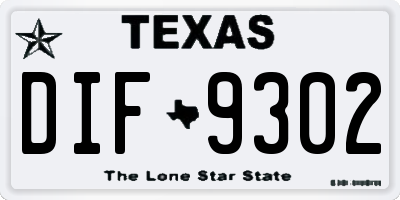 TX license plate DIF9302