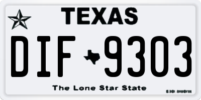 TX license plate DIF9303