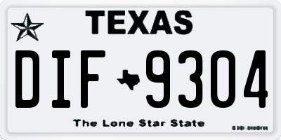 TX license plate DIF9304