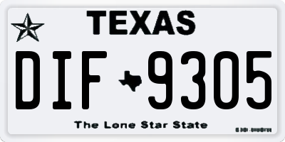 TX license plate DIF9305