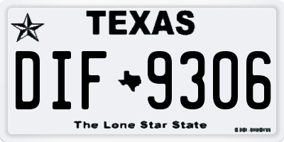 TX license plate DIF9306