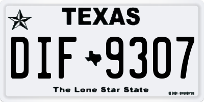 TX license plate DIF9307