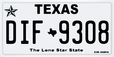 TX license plate DIF9308