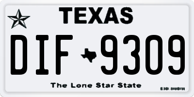 TX license plate DIF9309