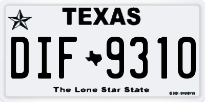 TX license plate DIF9310