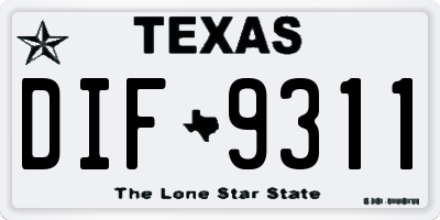 TX license plate DIF9311