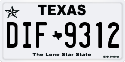 TX license plate DIF9312